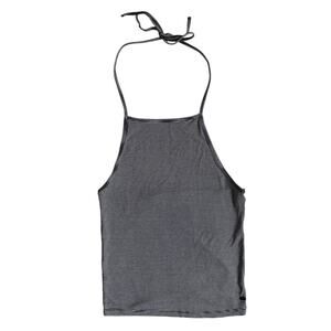 AEO First Essentials Striped Tie-Neck Halter Tank Top (Black & White) - Small